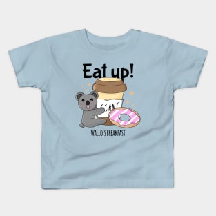 Cute Funny Breakfast Coffee And Donut Lover Kawaii Koala Meme Kids T-Shirt